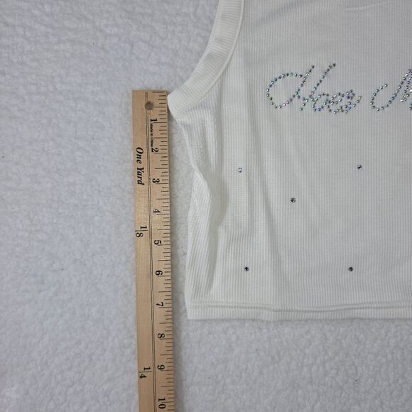 Virghoes Ivory Blingy Crop Tank Top Size Small - Picture 7 of 15